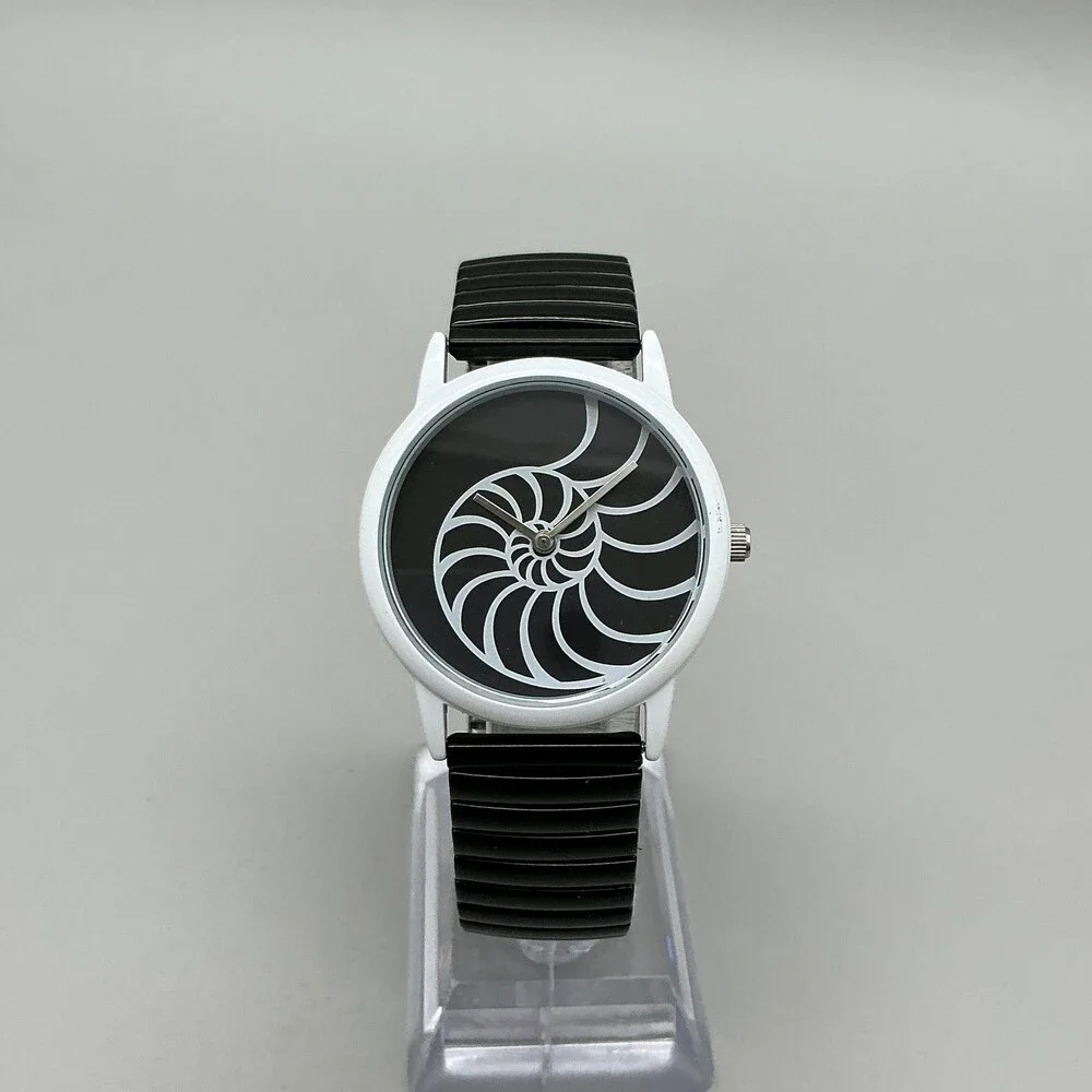 The Dali Museum Womens Watch 34mm Black Spiral Dial Stretch Band in Box